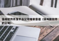 徐州软件开发平台公司哪家靠谱（徐州做软件的公司）