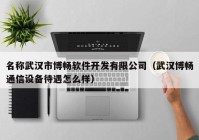 名称武汉市博畅软件开发有限公司（武汉博畅通信设备待遇怎么样）