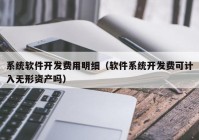 系统软件开发费用明细（软件系统开发费可计入无形资产吗）