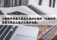 小程序开发者工具怎么格式化程序（小程序开发者工具怎么格式化程序设置）