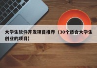 大学生软件开发项目推荐（30个适合大学生创业的项目）