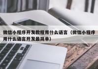 微信小程序开发教程用什么语言（微信小程序用什么语言开发最简单）