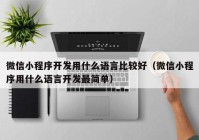 微信小程序开发用什么语言比较好（微信小程序用什么语言开发最简单）